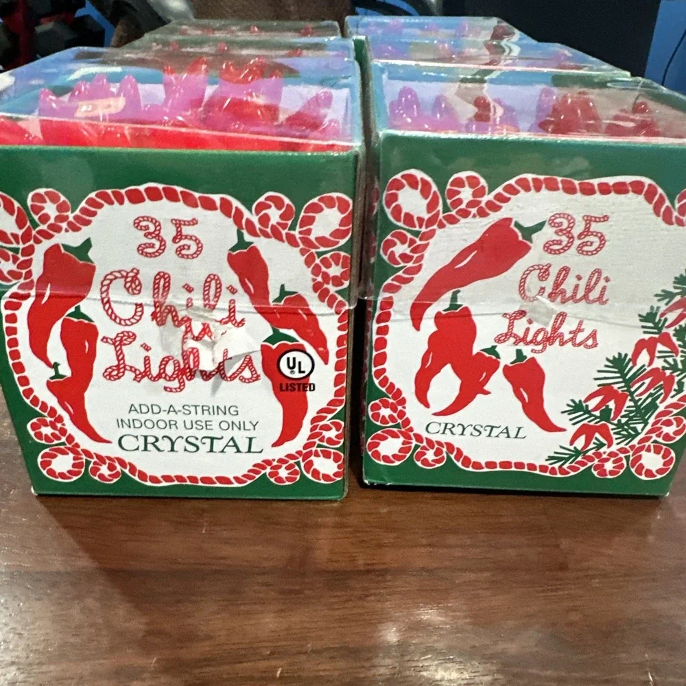 Crystal 35 Red Chili Pepper Lights 20' Add-a-String Indoor Electric New Tested 6